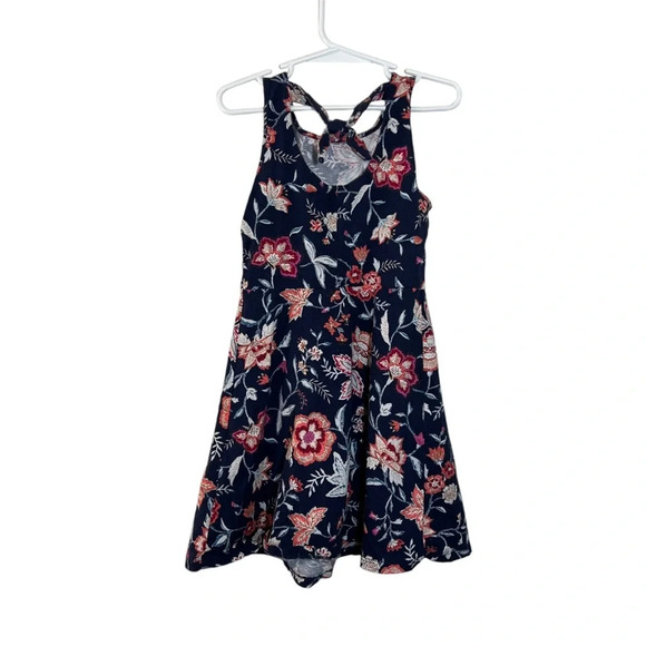 Old Navy Girls Dress Size Small 6-7 Floral Sleeveless Summer Cutout Back Knit - Picture 2 of 7